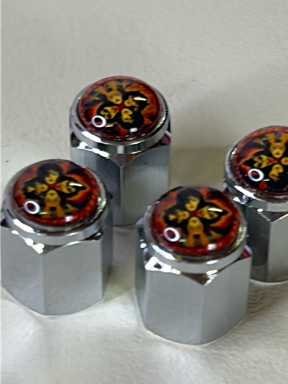 Chrome Tire Valve Caps Kiss Rock n Roll Over